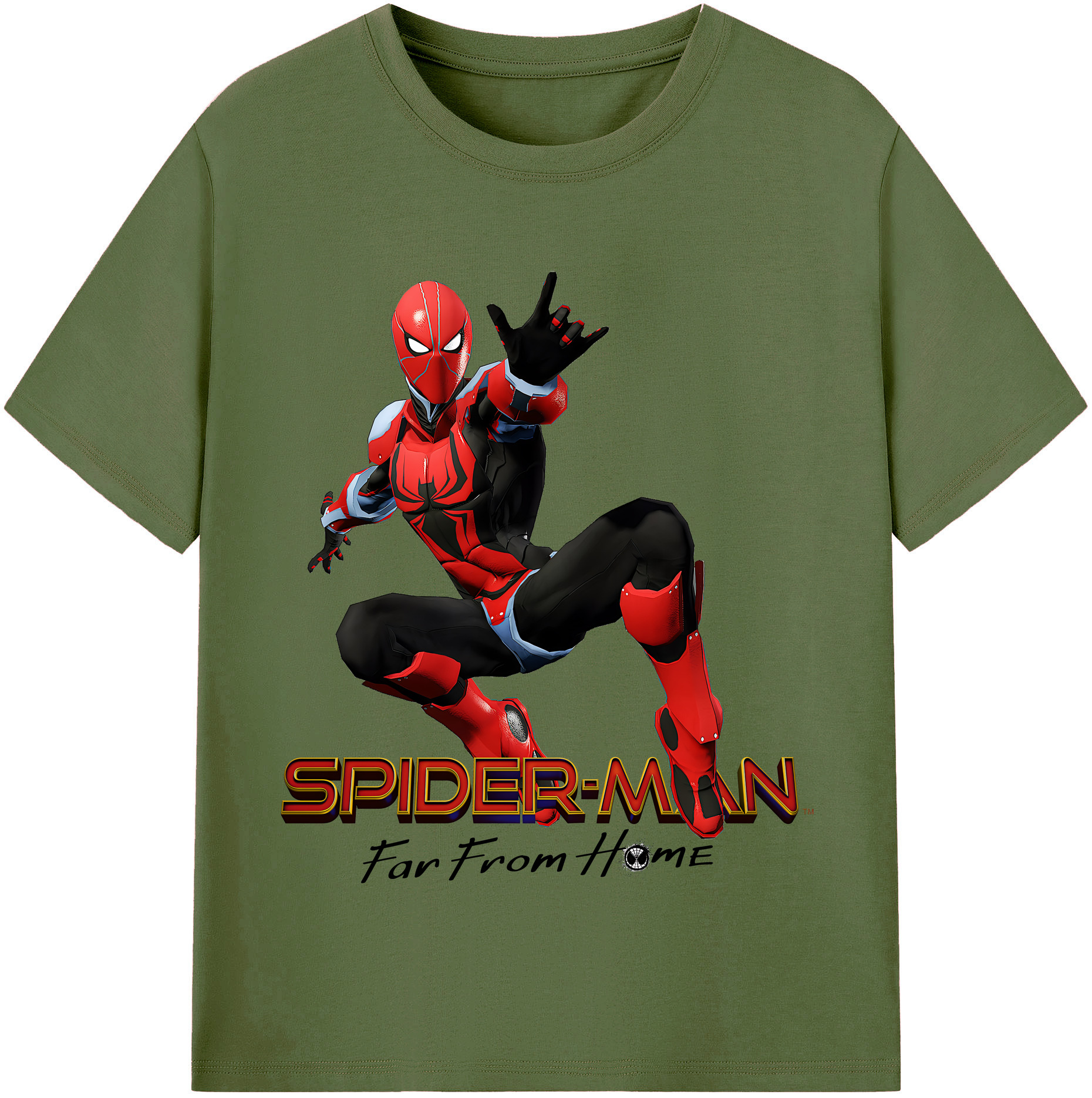 （画像用） Spider Man スパイダーマン 綿100％半袖Tシャツ（フロントプリント）